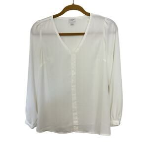 J Crew Black White Long Sleeve Blouse Size 00 Corpcore Office Business